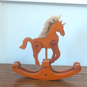 Wooden Rocking Horse Unicorn Decor
